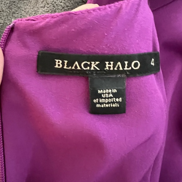 Black Halo Purple Ruffle Peplum Wide-Leg Jumpsuit - Picture 5 of 9